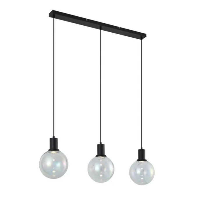 Design-Hängelampe schwarz mit Regenbogen-Glas rechteckig 3-flammig - Mallon