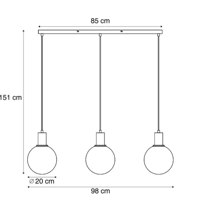 Design-Hängelampe schwarz mit Regenbogen-Glas rechteckig 3-flammig - Mallon