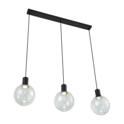 Design-Hängelampe schwarz mit Regenbogen-Glas rechteckig 3-flammig - Mallon