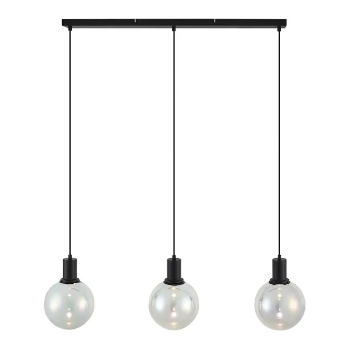 Design-Hängelampe schwarz mit Regenbogen-Glas rechteckig 3-flammig - Mallon