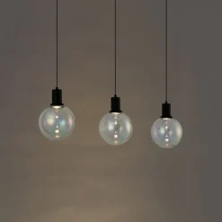 Design-Hängelampe schwarz mit Regenbogen-Glas rechteckig 3-flammig - Mallon