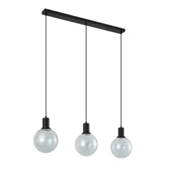 Design-Hängelampe schwarz mit Regenbogen-Glas rechteckig 3-flammig - Mallon