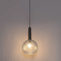 Design-Hängelampe schwarz mit Rauchglas - Chico