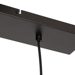 Design-Hängelampe schwarz mit Messing und bernsteinfarbenem Glas, 4-flammig – Zuzanna