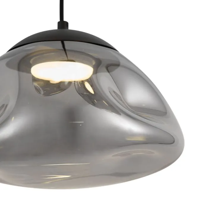 Design-Hängelampe schwarz mit Rauchglas 3-flammig - Gus