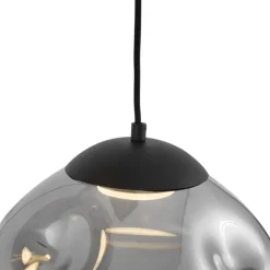 Design-Hängelampe schwarz mit Rauchglas 3-flammig - Gus