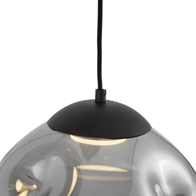 Design-Hängelampe schwarz mit Rauchglas 3-flammig - Gus