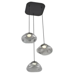 Design-Hängelampe schwarz mit Rauchglas 3-flammig - Gus