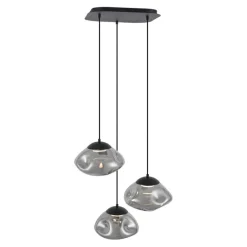 Design-Hängelampe schwarz mit Rauchglas 3-flammig - Gus