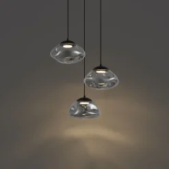 Design-Hängelampe schwarz mit Rauchglas 3-flammig - Gus