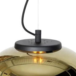 Design-Hängelampe schwarz mit Goldglas 2-flammig - Bliss