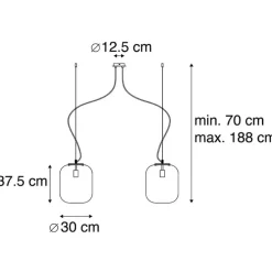 Design-Hängelampe schwarz mit Goldglas 2-flammig - Bliss