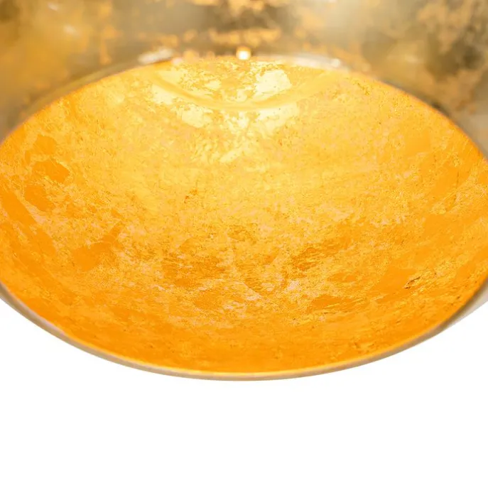 Design-Hängelampe schwarz mit Goldglas 7-flammig - Bert