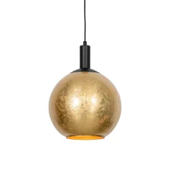 Design-Hängelampe schwarz mit goldenem Glas – Bert