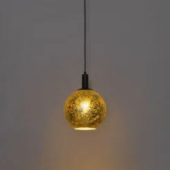 Design-Hängelampe schwarz mit goldenem Glas – Bert