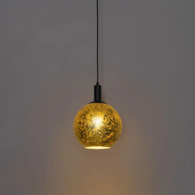 Design-Hängelampe schwarz mit goldenem Glas – Bert
