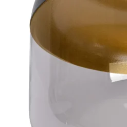 Design-Hängelampe schwarz mit Gold und Rauchglas – Kyan