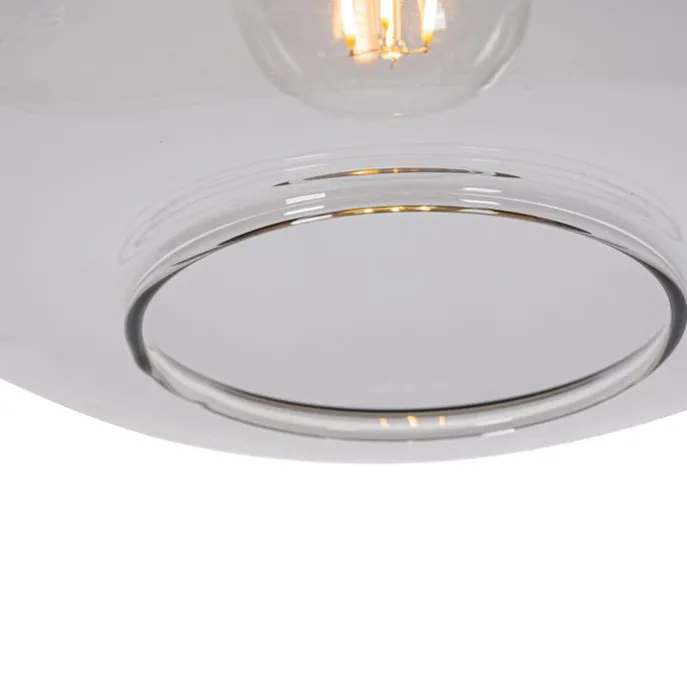 Design-Hängelampe schwarz mit Gold und Rauchglas – Kyan