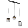 Design-Hängelampe schwarz mit Gold und Rauchglas 3-flammig - Kyan