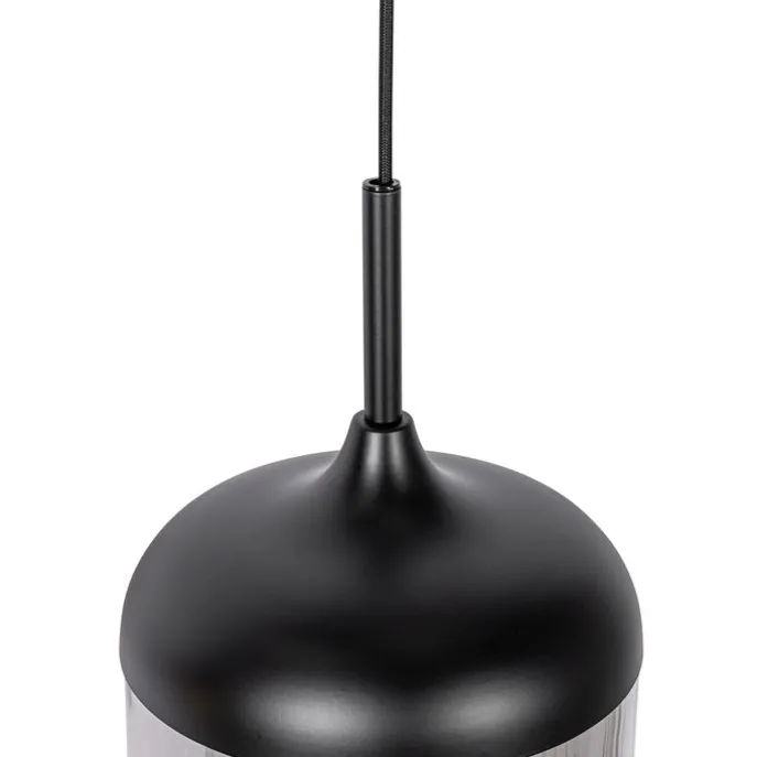 Design-Hängelampe schwarz mit Gold und Rauchglas 3-flammig - Kyan