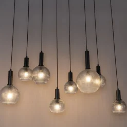 Design-Hängelampe schwarz mit Rauchglas 8-flammig - Chico