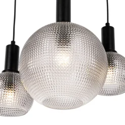 Design-Hängelampe schwarz mit Rauchglas 8-flammig - Chico