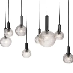 Design-Hängelampe schwarz mit Rauchglas 8-flammig - Chico