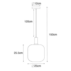 Design-Hängelampe schwarz mit Messing und bernsteinfarbenem Glas – Zuzanna