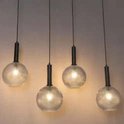 Design-Hängelampe schwarz mit Rauchglas 4-flammig - Chico