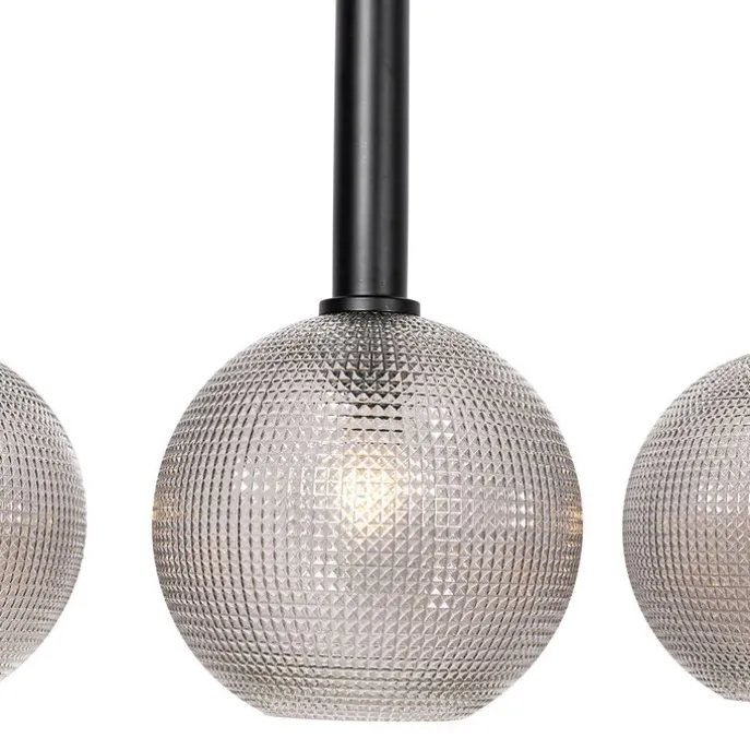 Design-Hängelampe schwarz mit Rauchglas 4-flammig - Chico