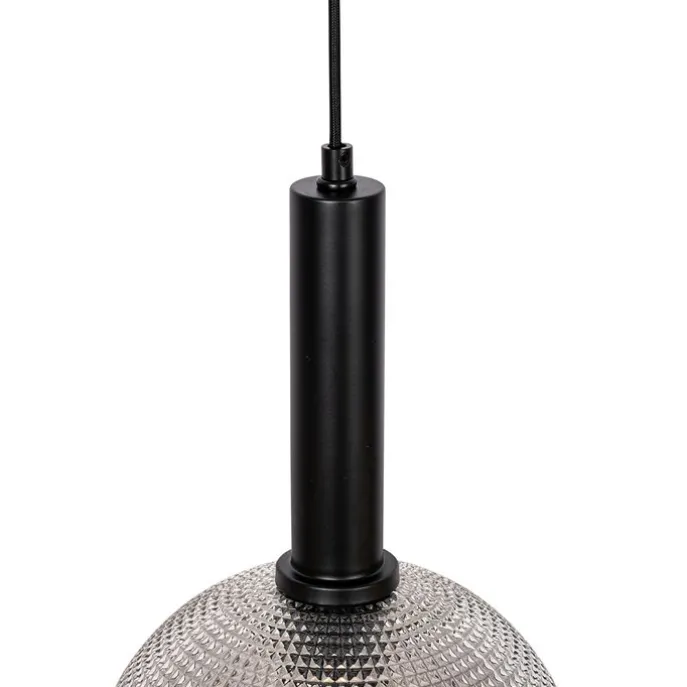 Design-Hängelampe schwarz mit Rauchglas 4-flammig - Chico