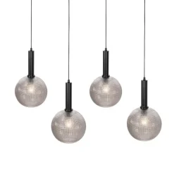 Design-Hängelampe schwarz mit Rauchglas 4-flammig - Chico