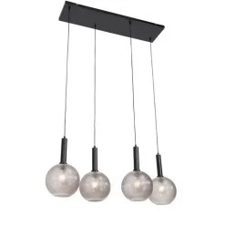 Design-Hängelampe schwarz mit Rauchglas 4-flammig - Chico
