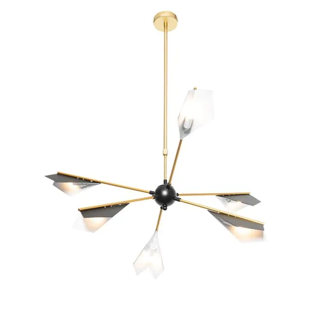 Design-Hängelampe Schwarz mit Gold 6-flammig - Sinem