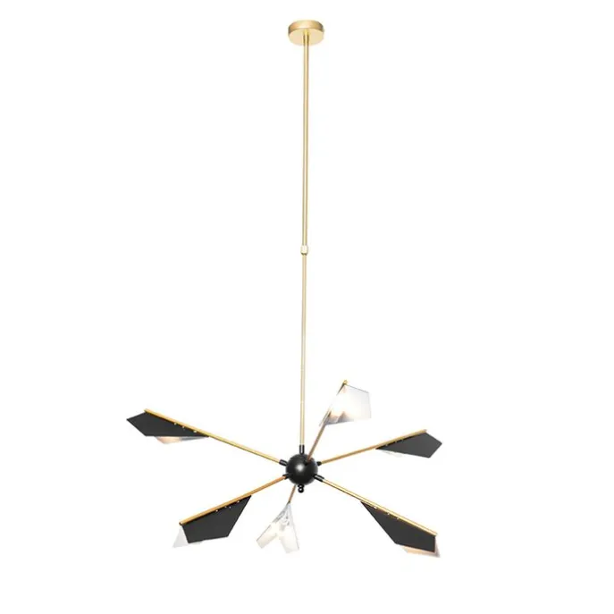 Design-Hängelampe Schwarz mit Gold 6-flammig - Sinem