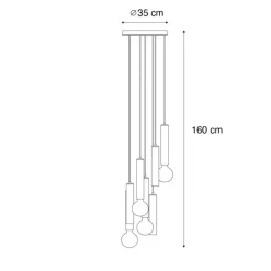 Design-Hängelampe schwarz rund 7-flammig - Tuba