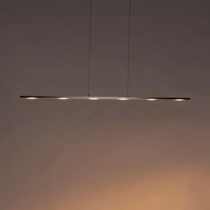 Design-Hängelampe Stahl mit Touch-Dimmer inkl. LED - Platin