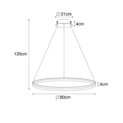 Design-Hängelampe weiß 80 cm inkl. LED 3-stufig dimmbar - Anello
