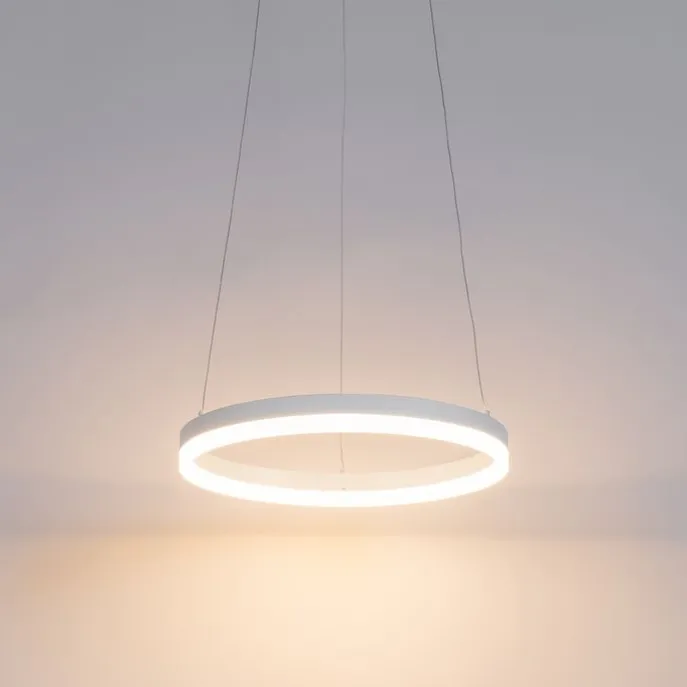 Design-Hängelampe weiß 40 cm inkl. LED 3-stufig dimmbar - Anello
