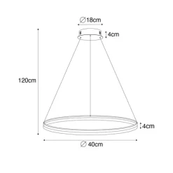 Design-Hängelampe weiß 40 cm inkl. LED 3-stufig dimmbar - Anello