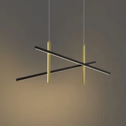 Design-Hängelampe X Schwarz mit Gold inkl. LED 3-Stufen-Dimmbar - Joy