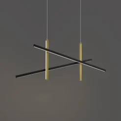 Design-Hängelampe X Schwarz mit Gold inkl. LED 3-Stufen-Dimmbar - Joy