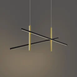 Design-Hängelampe X Schwarz mit Gold inkl. LED 3-Stufen-Dimmbar - Joy