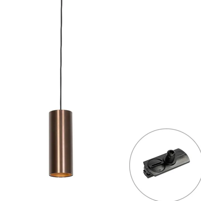 Design-Hängeleuchte Dunkelbronze inkl. Schienenadapter 1-phasig - Iconic Tubo