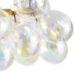 Design-Hängeleuchte Gold mit Regenbogen-Glas 8-flammig - Uvas