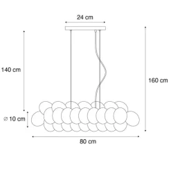 Design-Hängeleuchte Gold mit Regenbogen-Glas 8-flammig - Uvas