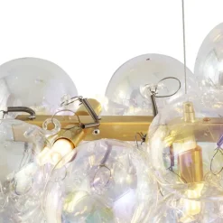 Design-Hängeleuchte Gold mit Regenbogen-Glas 8-flammig - Uvas