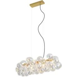 Design-Hängeleuchte Gold mit Regenbogen-Glas 8-flammig - Uvas