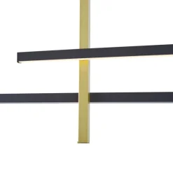 Design-Hängeleuchte H Schwarz mit Gold inkl. LED 3-Stufen-Dimmbar - Joy