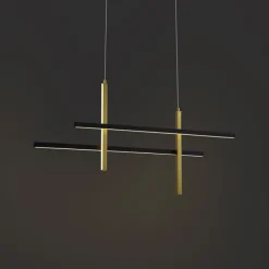 Design-Hängeleuchte H Schwarz mit Gold inkl. LED 3-Stufen-Dimmbar - Joy